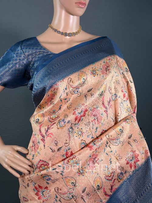Beige Soft Silk Saree with Stitched Blouse (36" - 42")