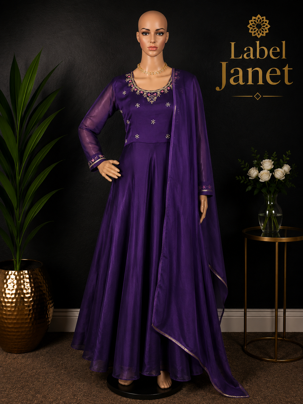 Mystic Violet Charm - Anarkali Gown for women ( L up to XL)