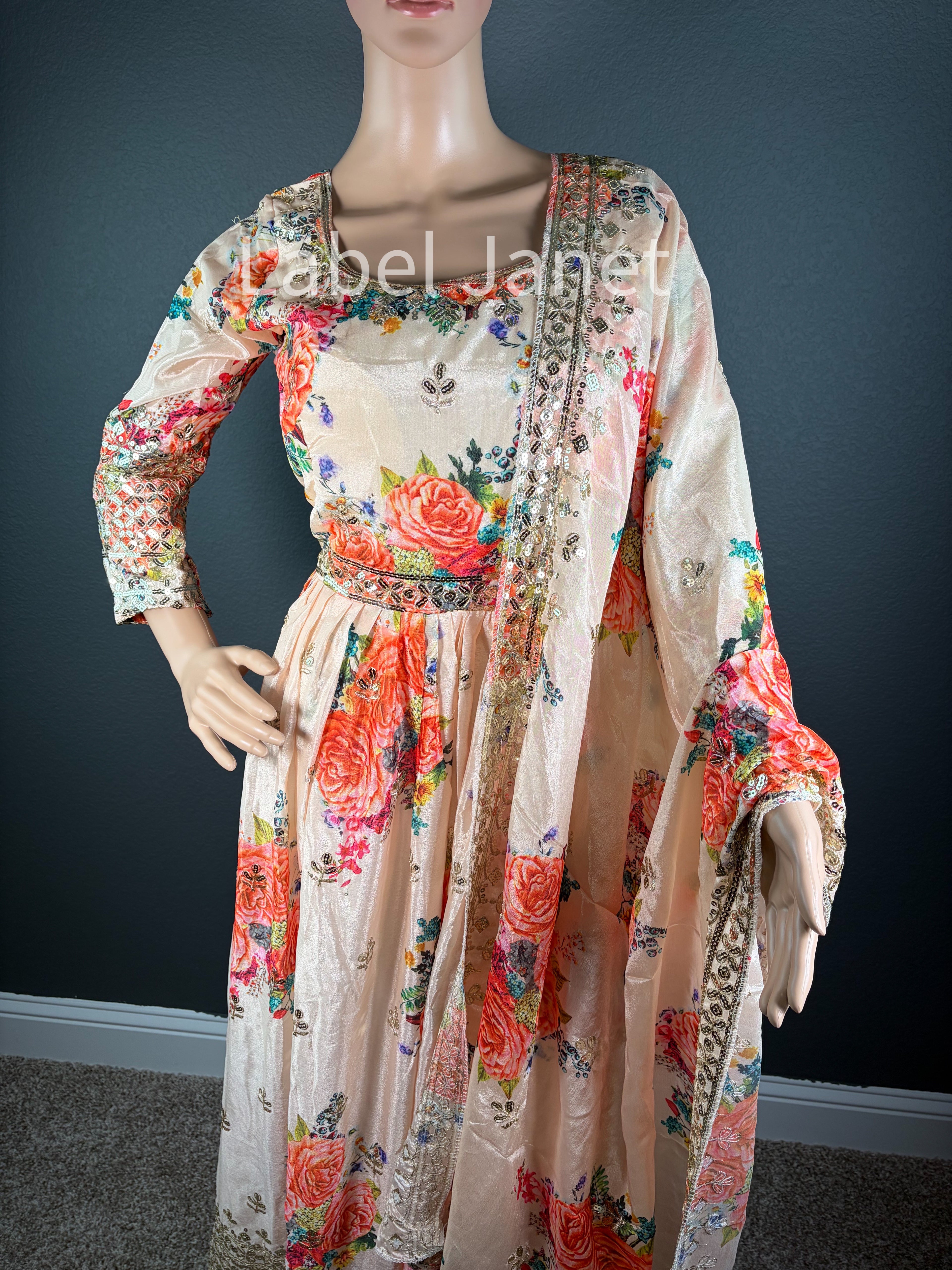 Sundari - Beige Anarkali salwar Kameez for women ( L up to XL)