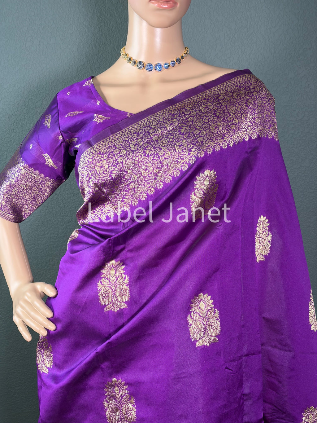 Amethyst Flow Dream - Violet Banarasi silk saree with blouse