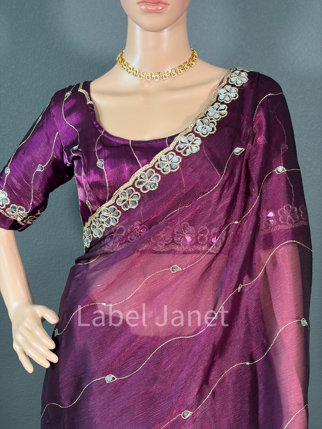 Wine Elegance -Purple Space silk saree