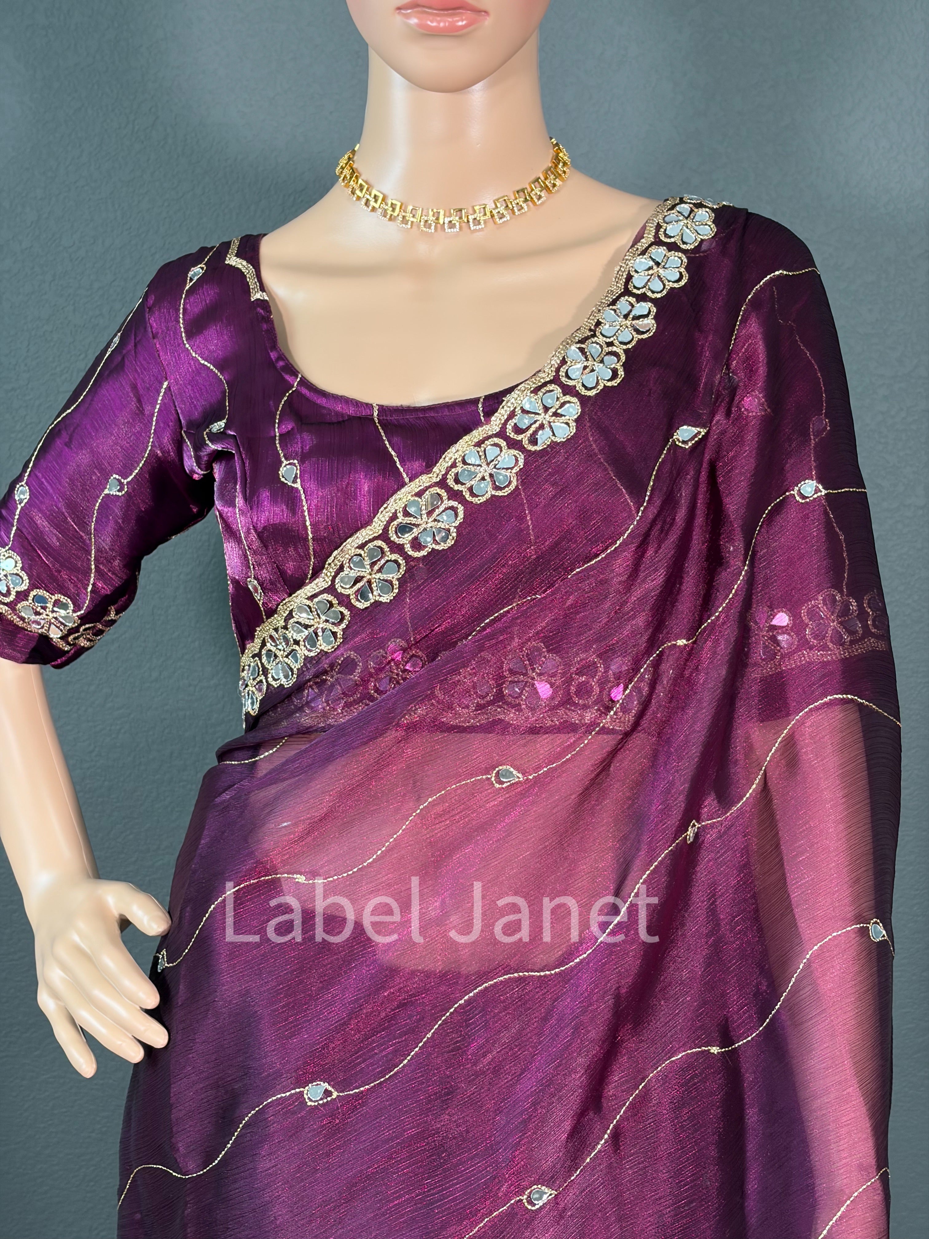 Wine Elegance -Purple Space silk saree