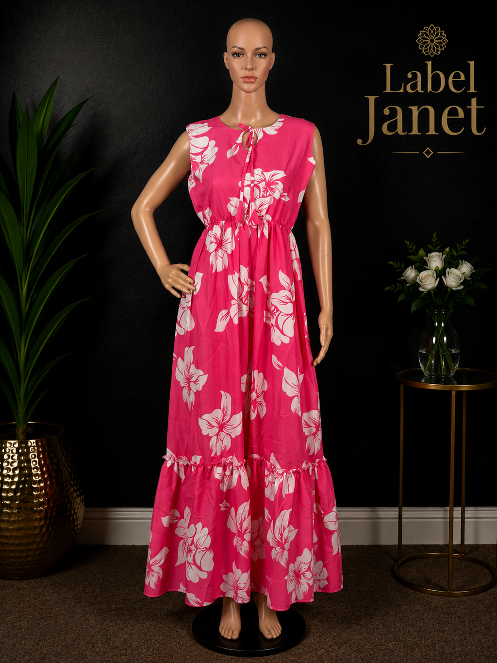 Panchu Mittai - Pink Sleeveless Maxi dress for women (L up to XL)