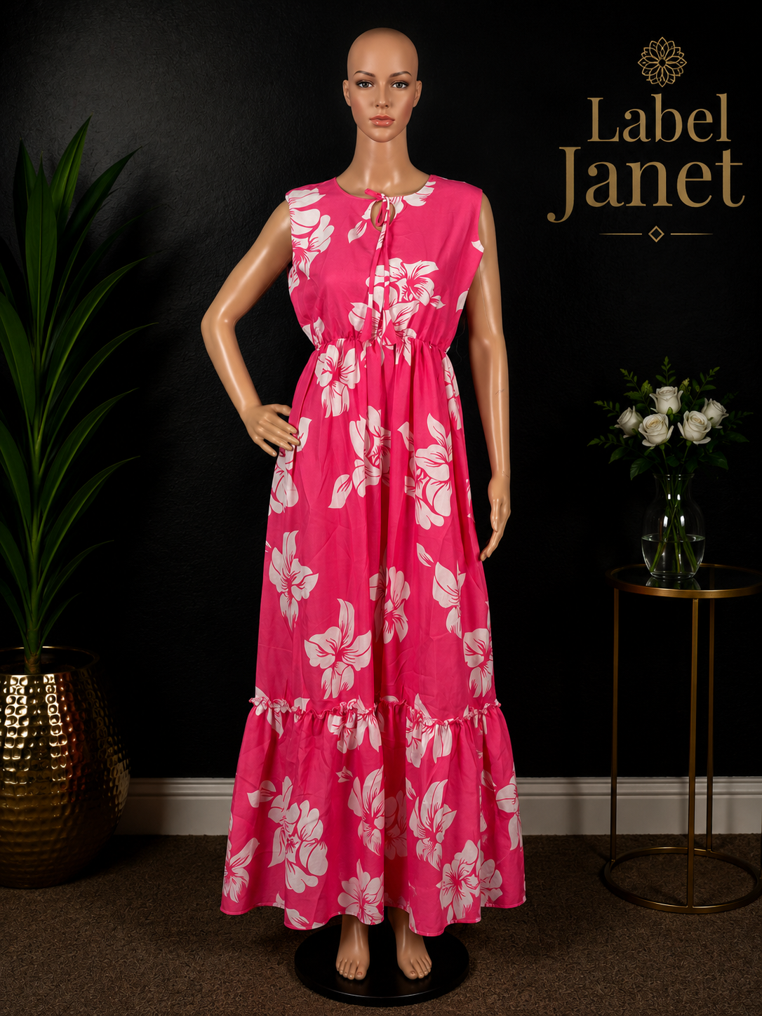 Panchu Mittai - Pink Sleeveless Maxi dress for women (L up to XL)