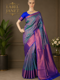 Peacock Palace - Blue Kanchipuram silk saree