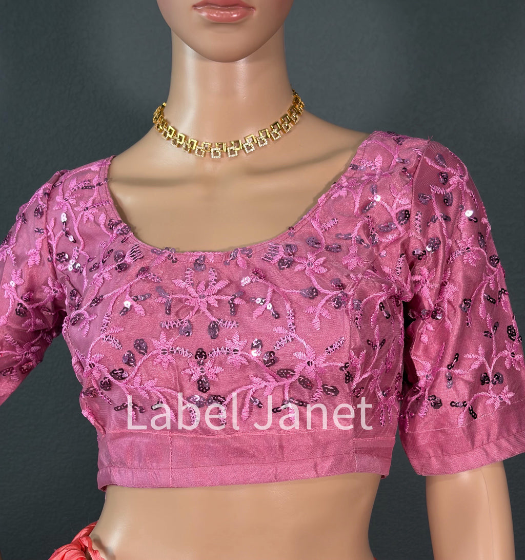 Pink Wink - Party wear netted saree with blouse