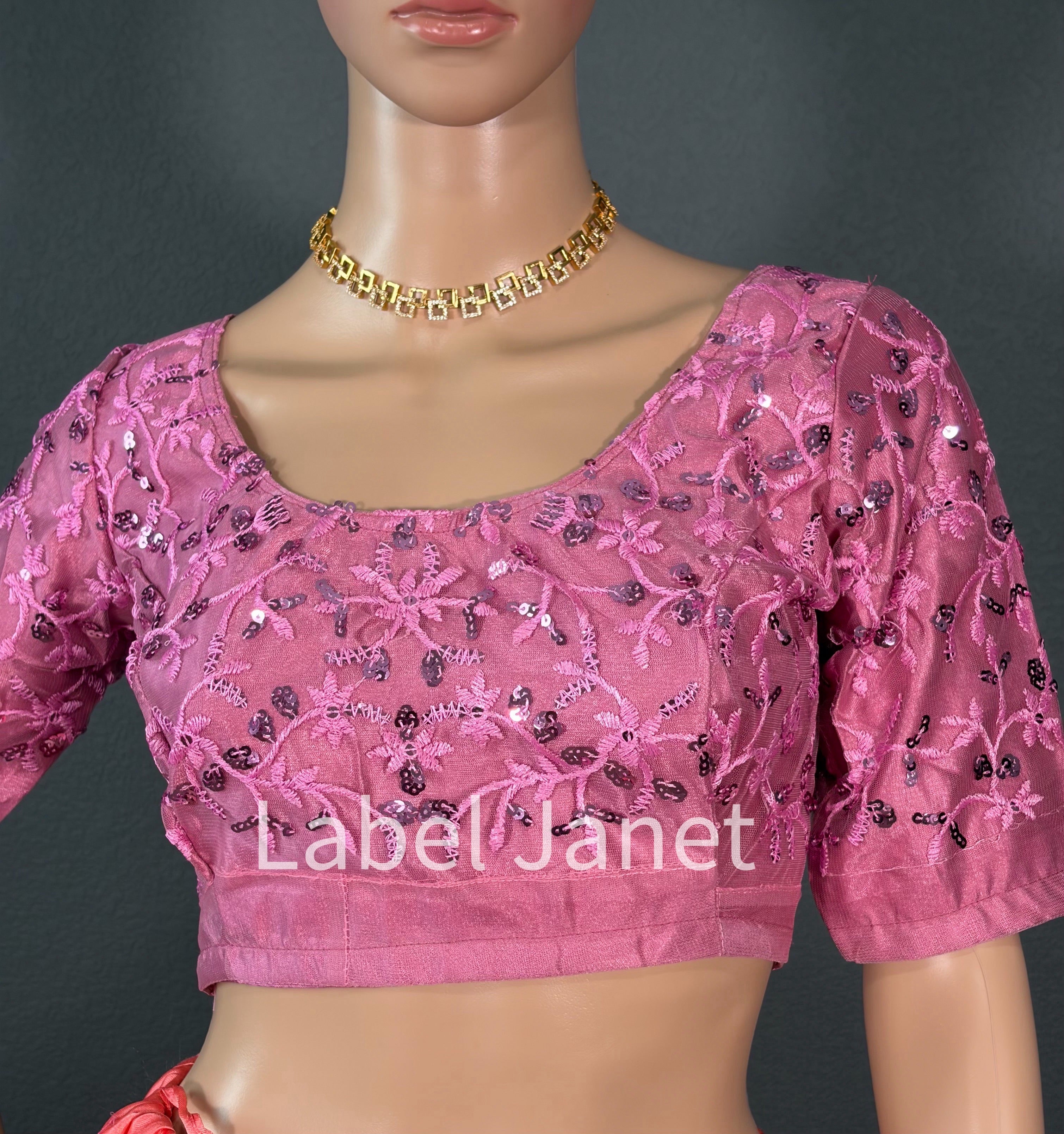 Pink Wink - Party wear netted saree with blouse