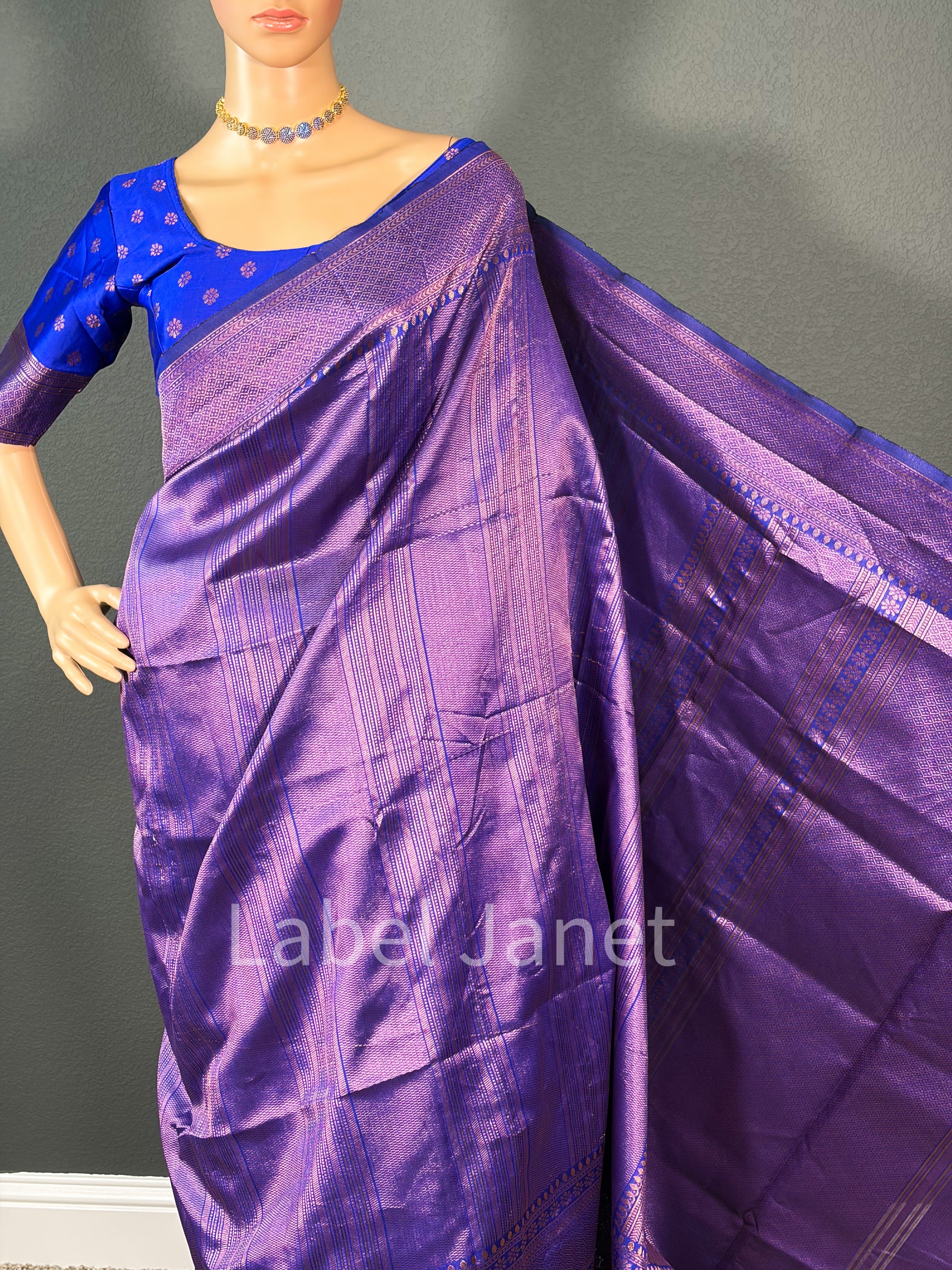 Kubera Soft Silk Saree with Stitched Blouse Alterable (36" - 42") | Easy wear | Traditional attire