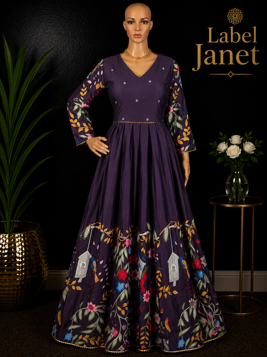 Purple Kalamkari - KALAMKARI Anarkali dress for women(M up to L)