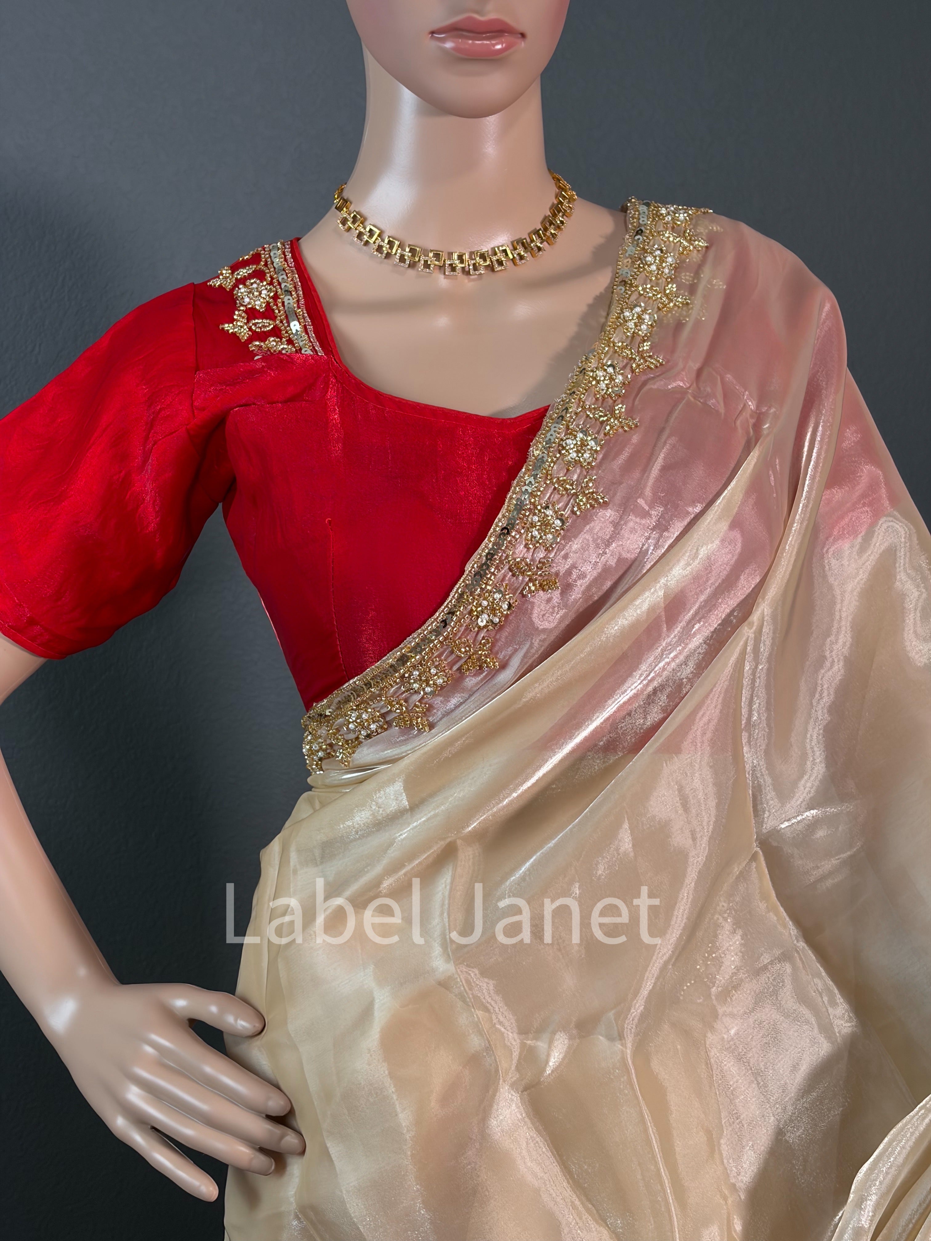 Creamy Luxy - Designer Jimmy Choo Saree