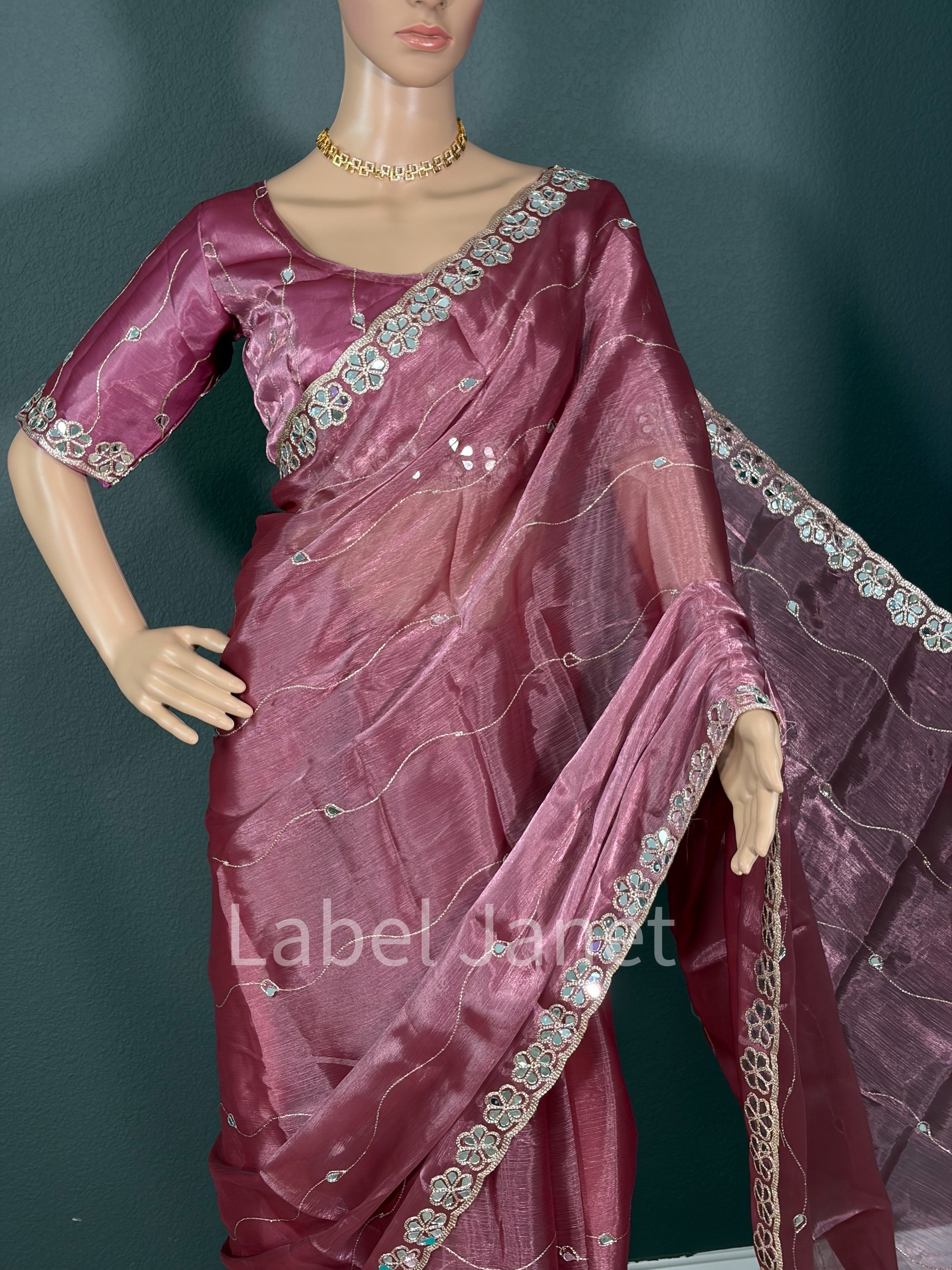 Bubblegum blush - Pink Jimmy Choo saree with blouse