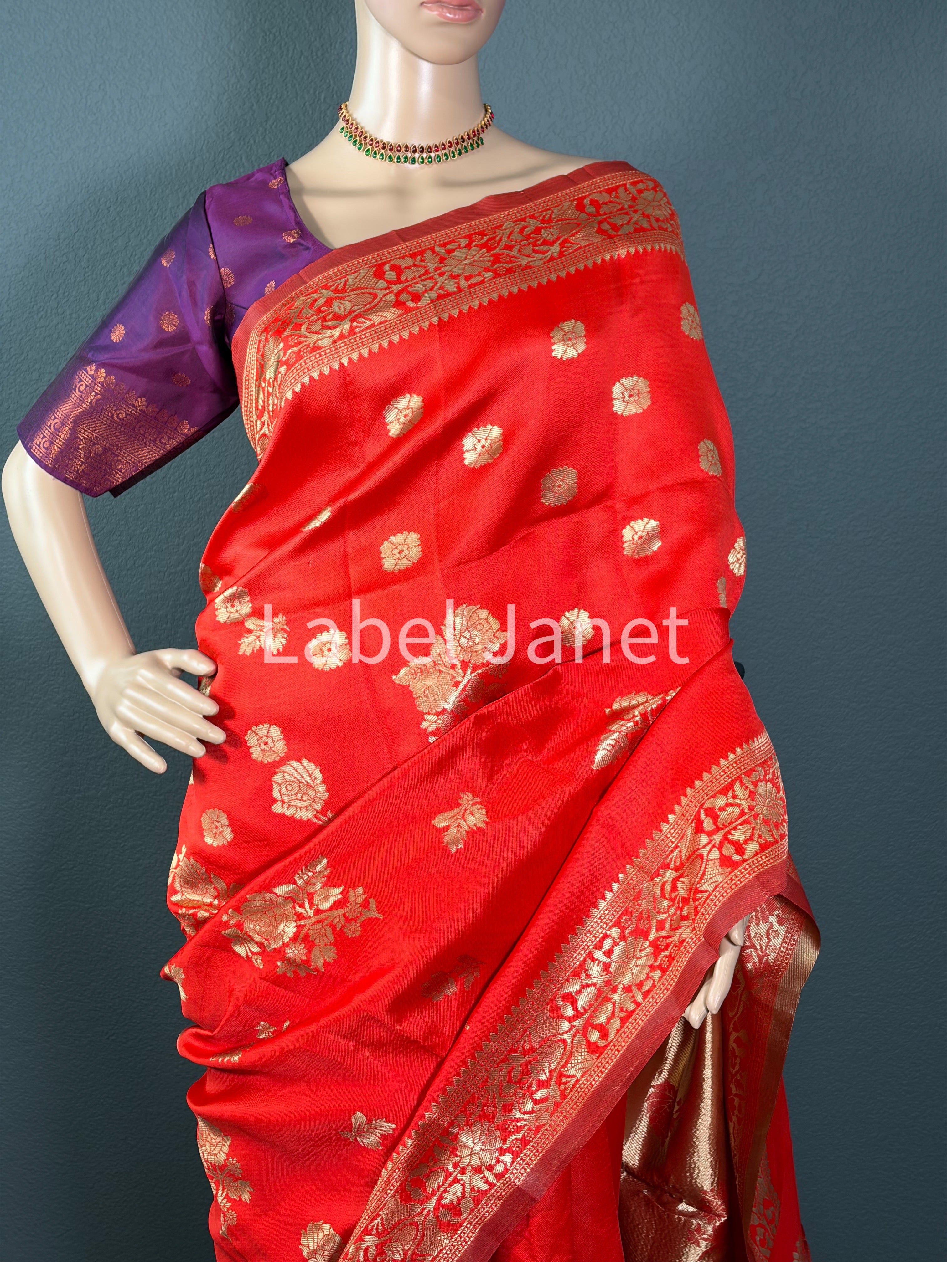 Ruby Bloom Chanderi Silk Saree