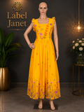 Sunflower Serenade - Yellow Georgette Maxi Dress (M up to L)