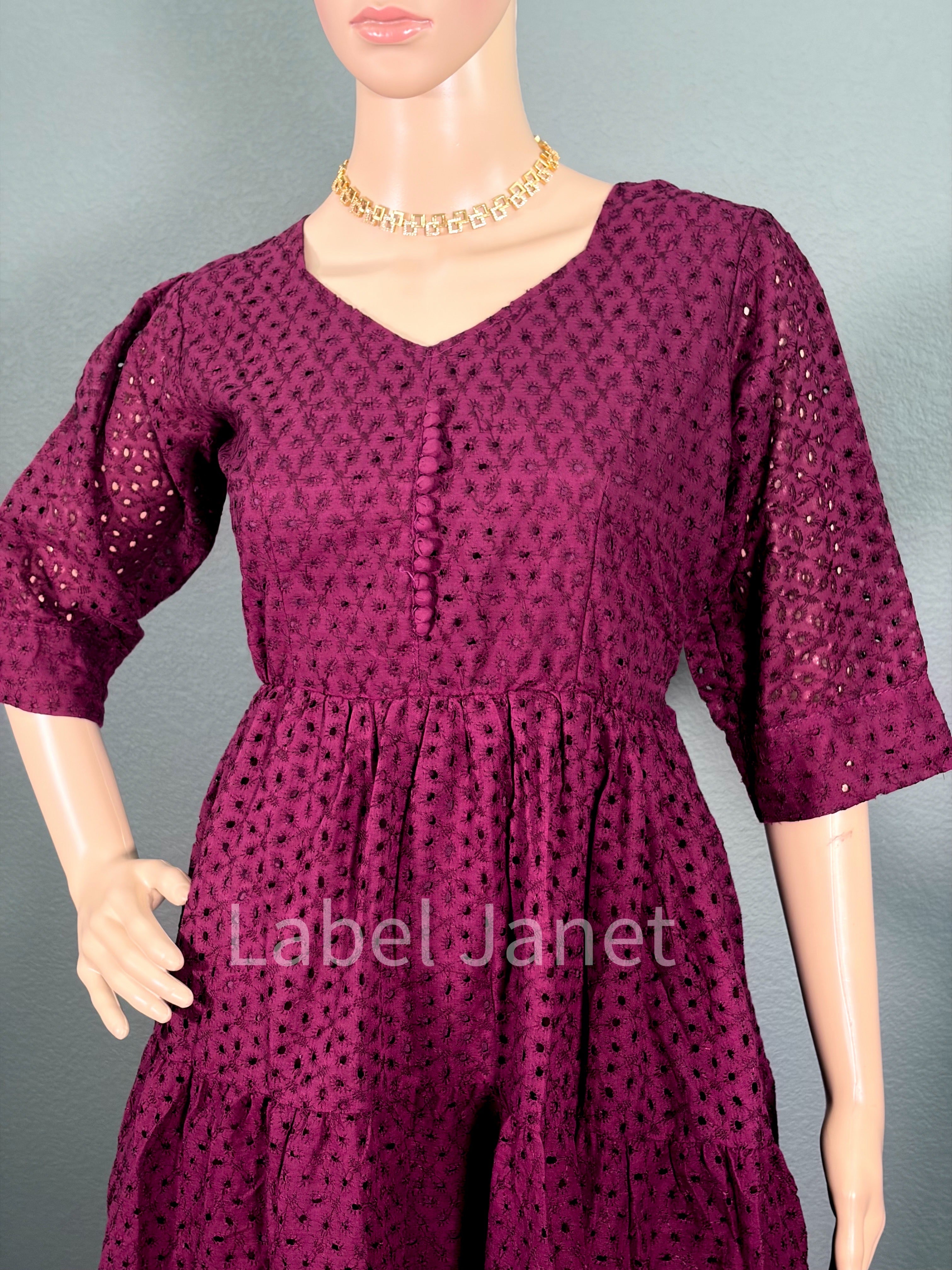 Miss Berry Bloom - Purple Hakoba Maxi Dress (M)