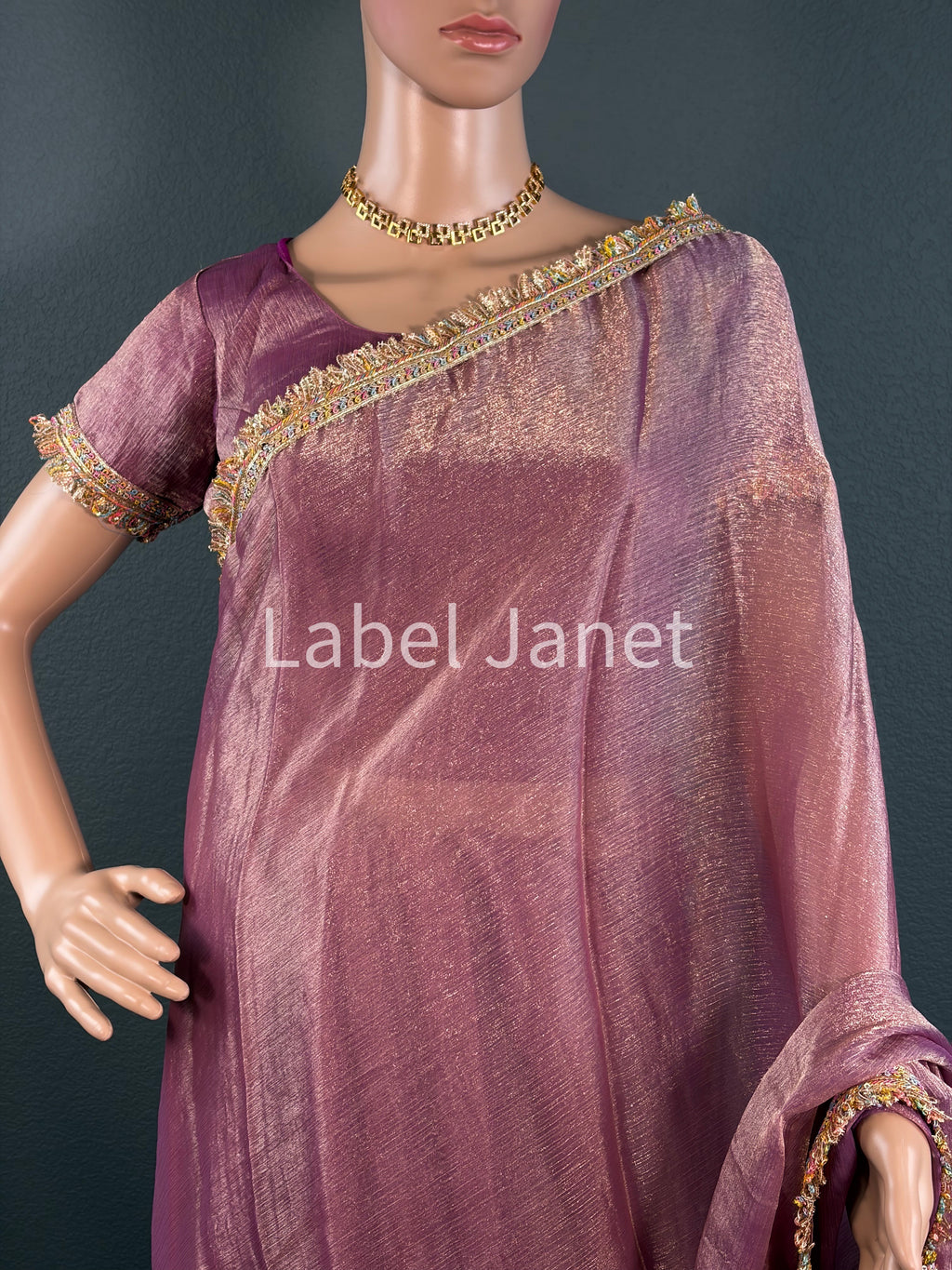 Pink Mist Party Saree - Plain space silk saree