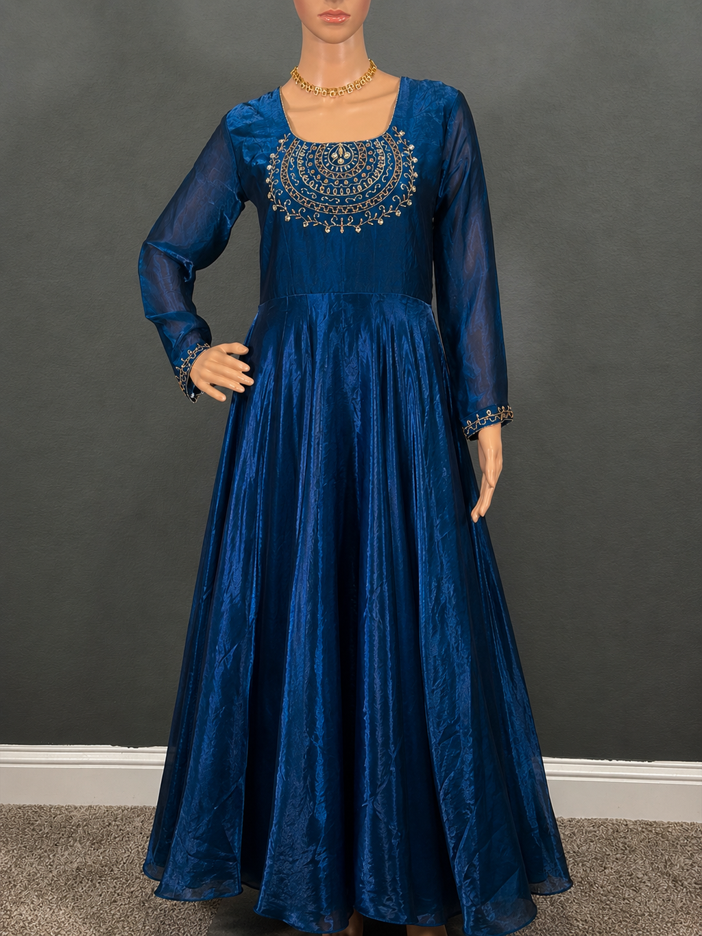 Neeraja - Teal Blue Anarkali Gown for women (M up to L)