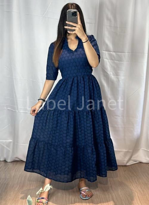 Navy Nebula - Blue Hakoba Cotton Maxi (M up to L)