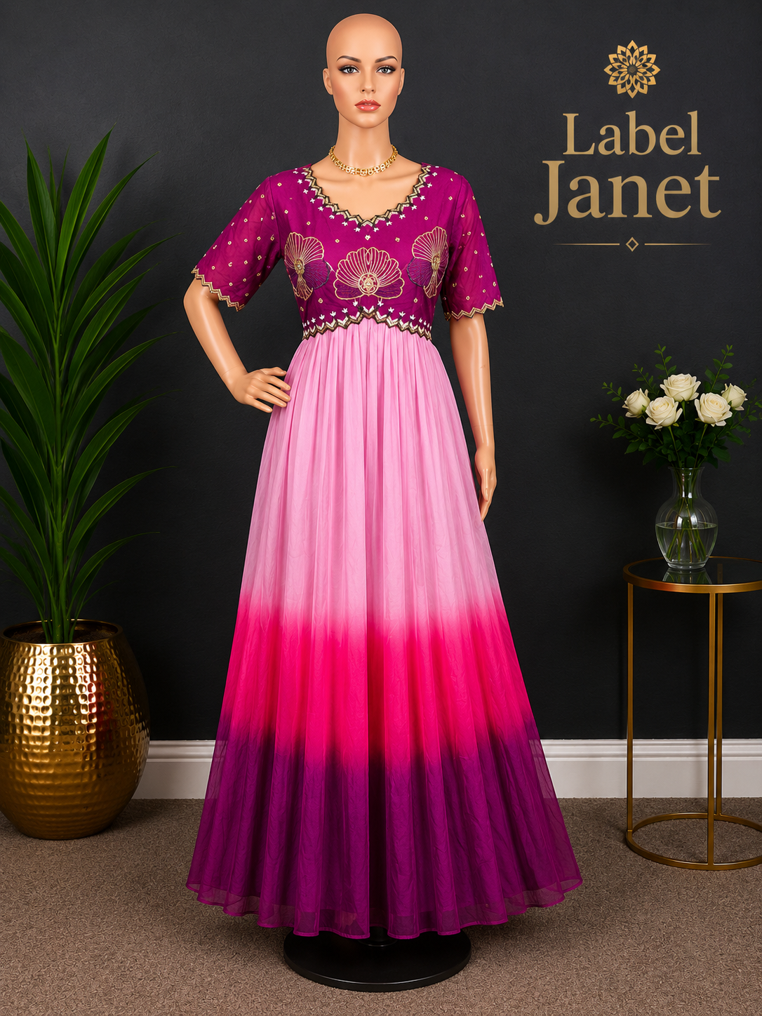 Berry Bliss - Dual Shaded Embroidered Cotton Maxi (L up to XL)