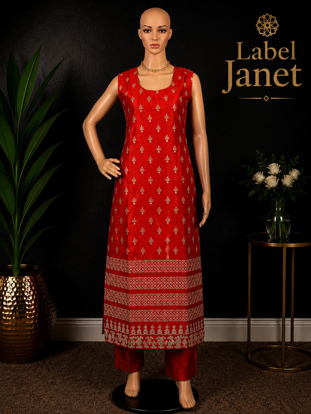Orange Mittai - Sleeveless Salwar Kameez for women ( L up to XL)