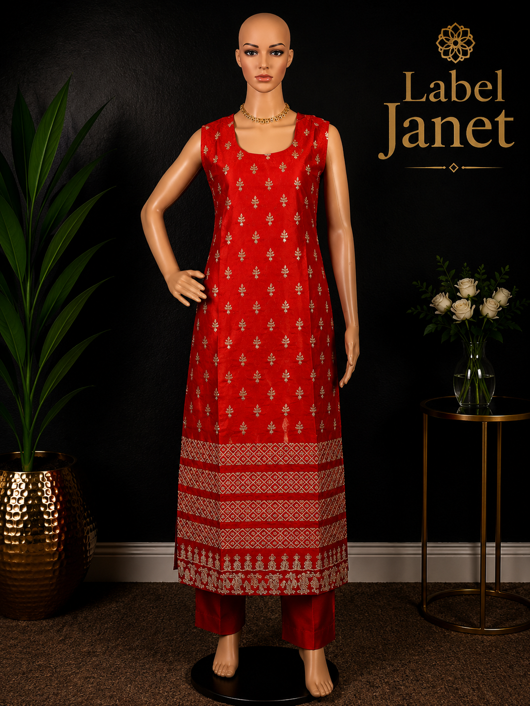 Orange Mittai - Sleeveless Salwar Kameez for women ( L up to XL)