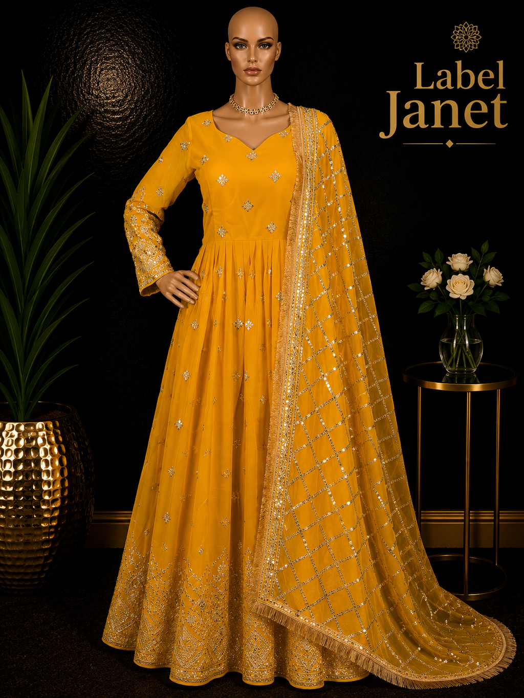 Sunshine - Yellow Anarkali Gown for Women (M up to L)