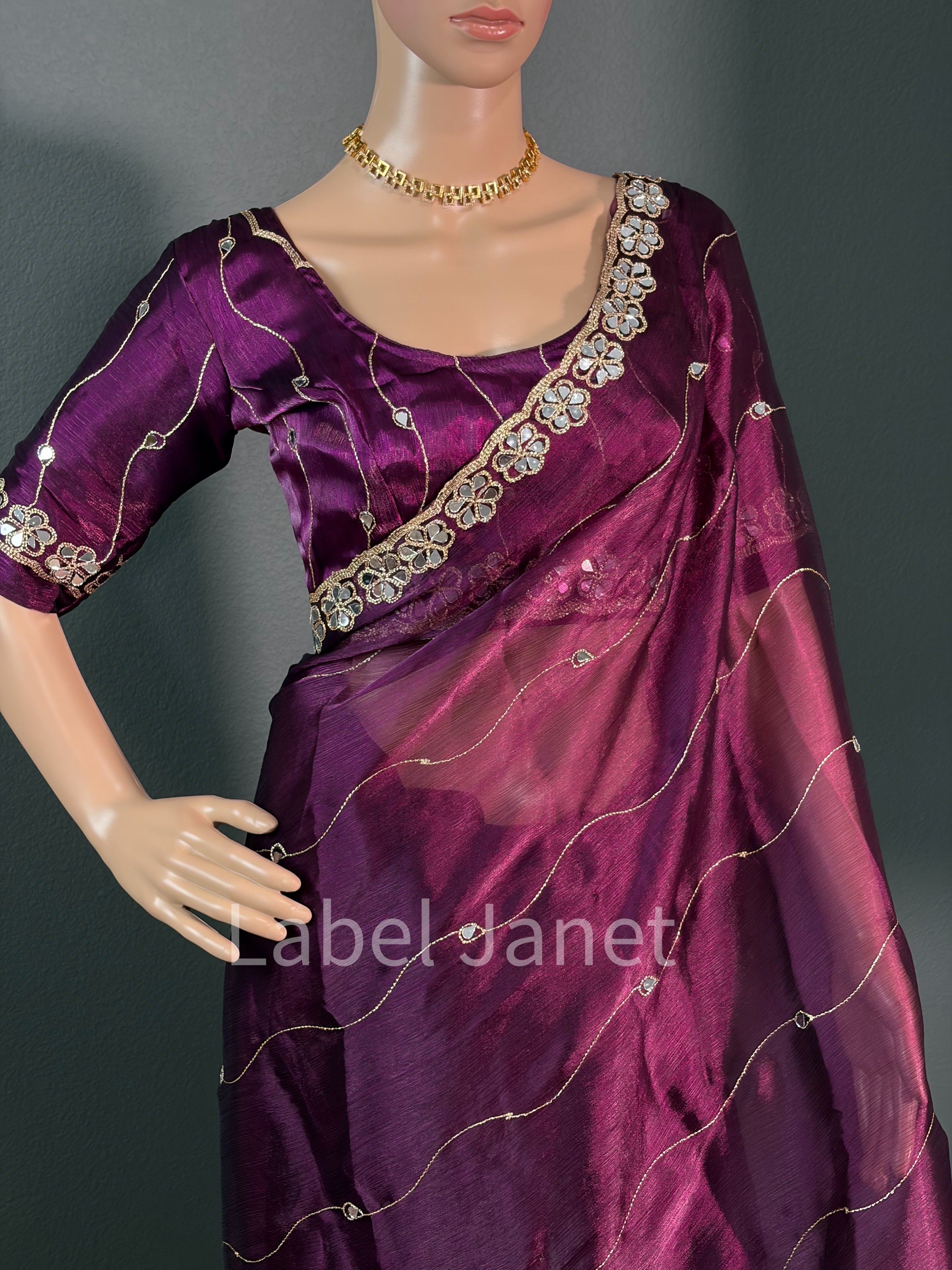 Wine Elegance -Purple Space silk saree