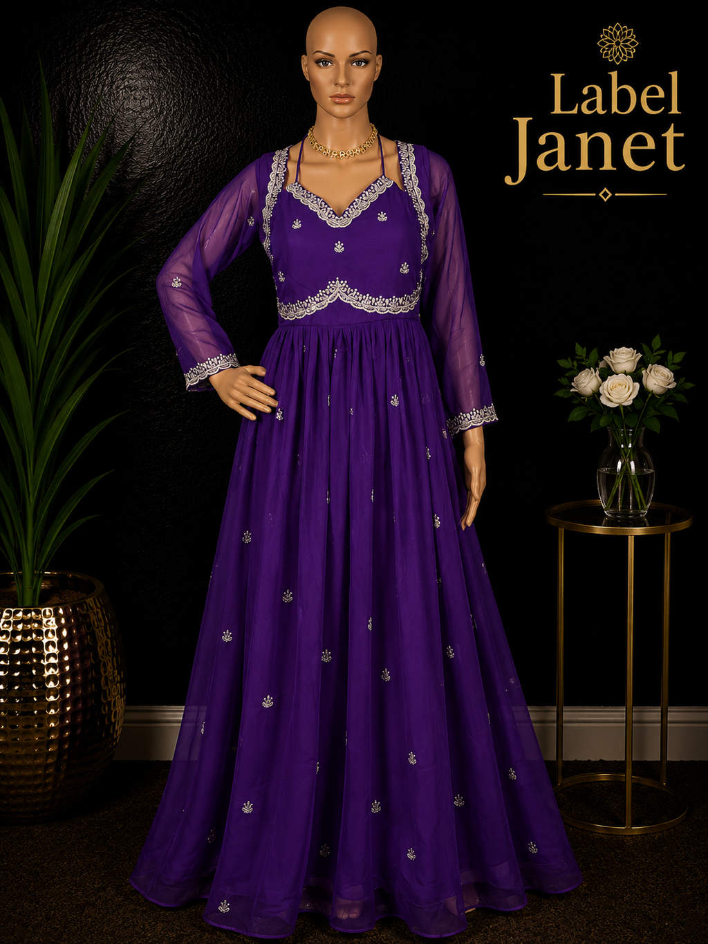 Mayura - Purple Anarkali gown for women (XL - 42")