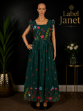 Pachai Kizhi - Green Georgette Maxi Dress for women, (L up to XL)