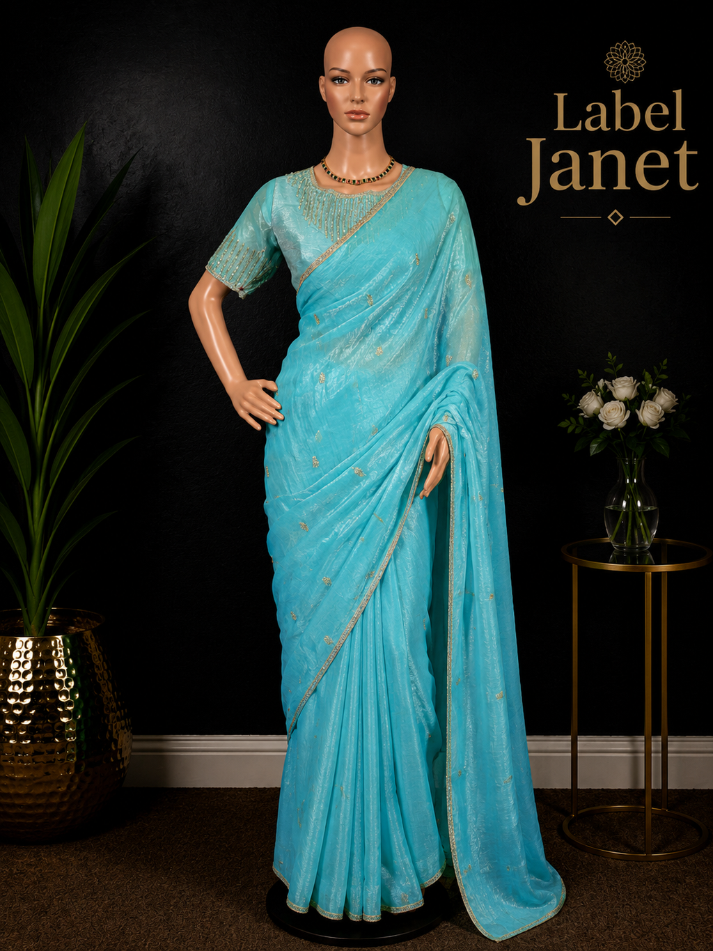Kadal Kanni - Blue Soft Tissue Silk Saree with blouse (34" - 44")