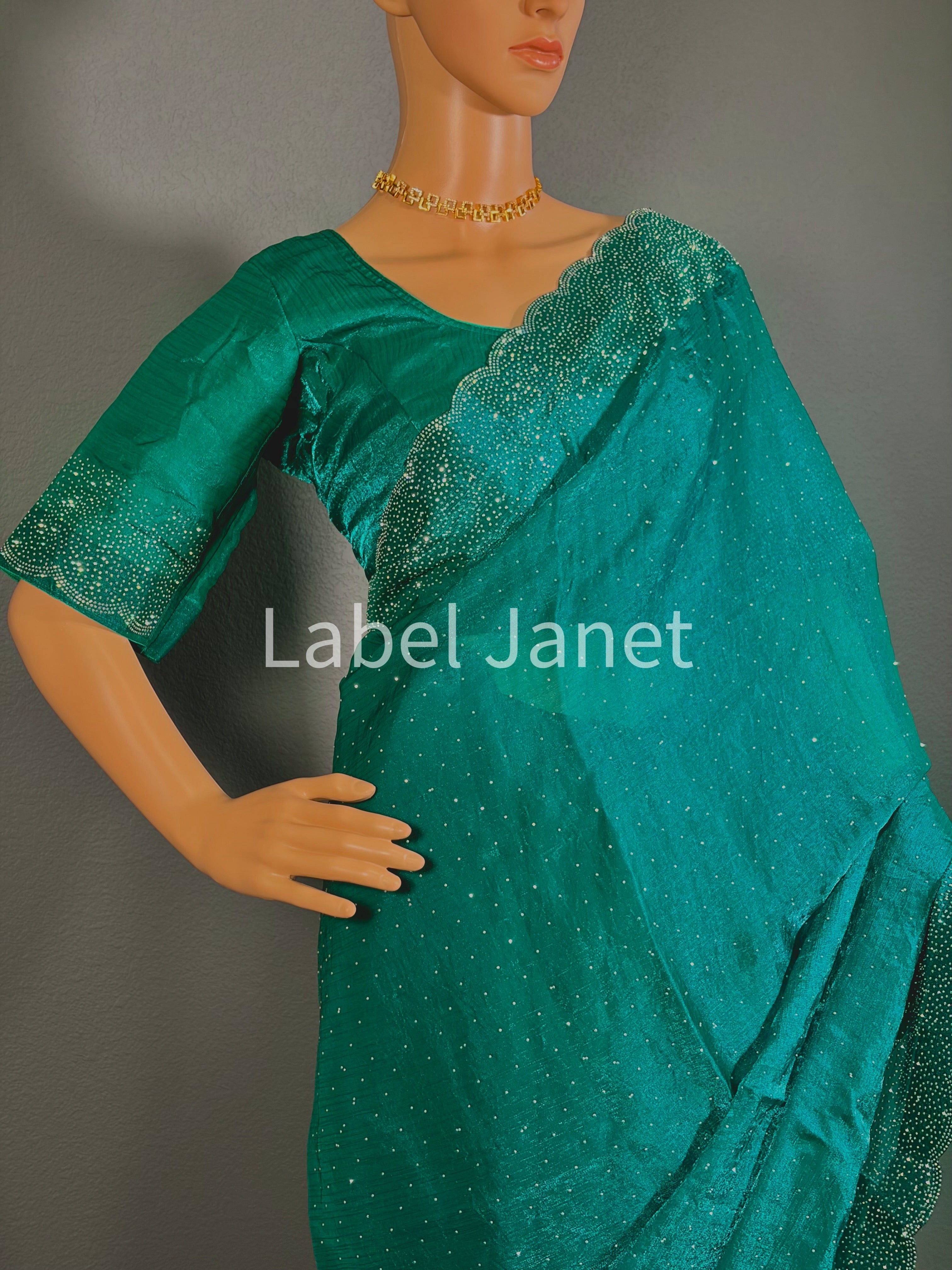 Emerald Dream Glow - Green space silk saree