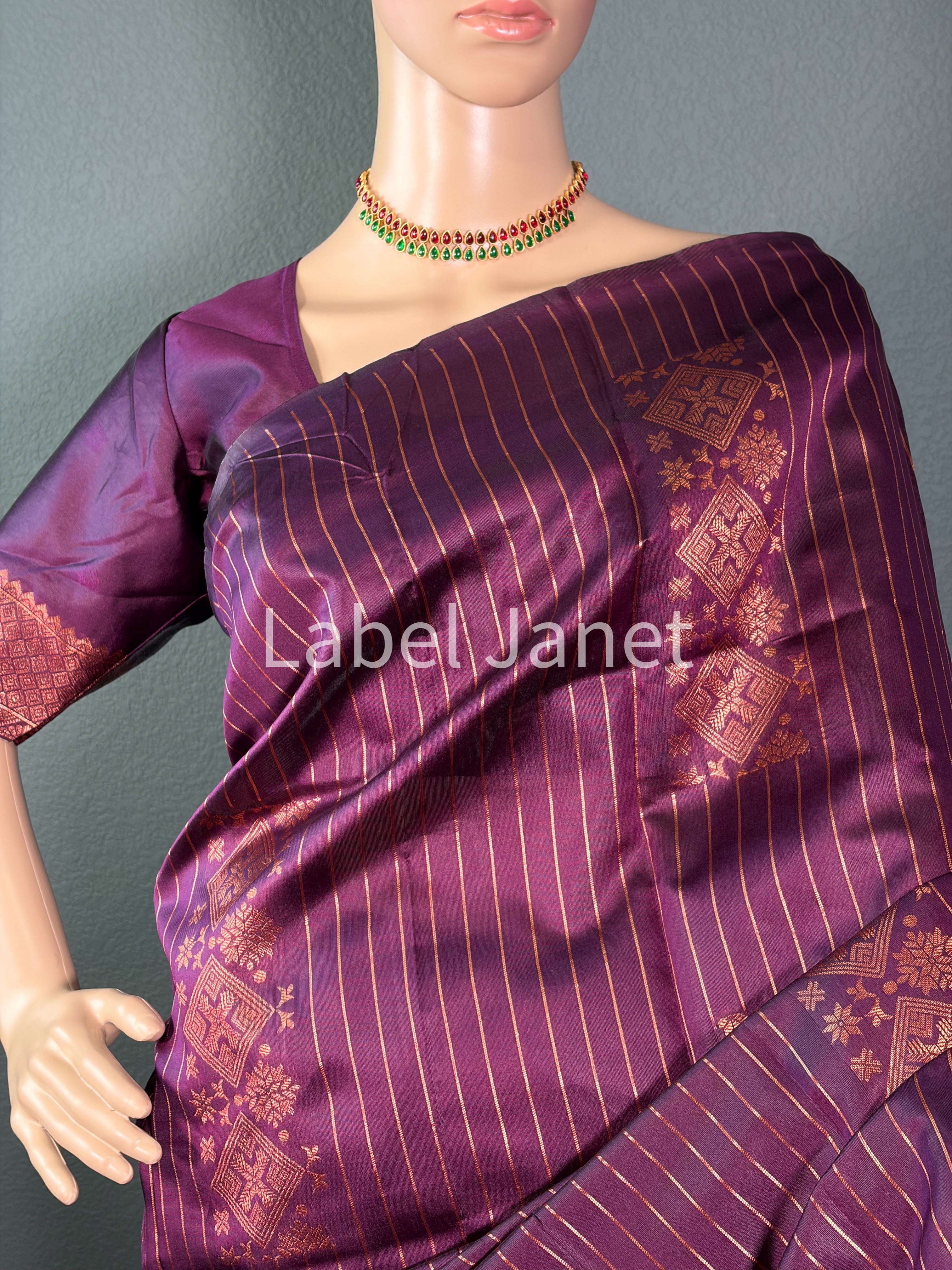 Chocolate Coffee - Pretty Soft silk saree with blouse