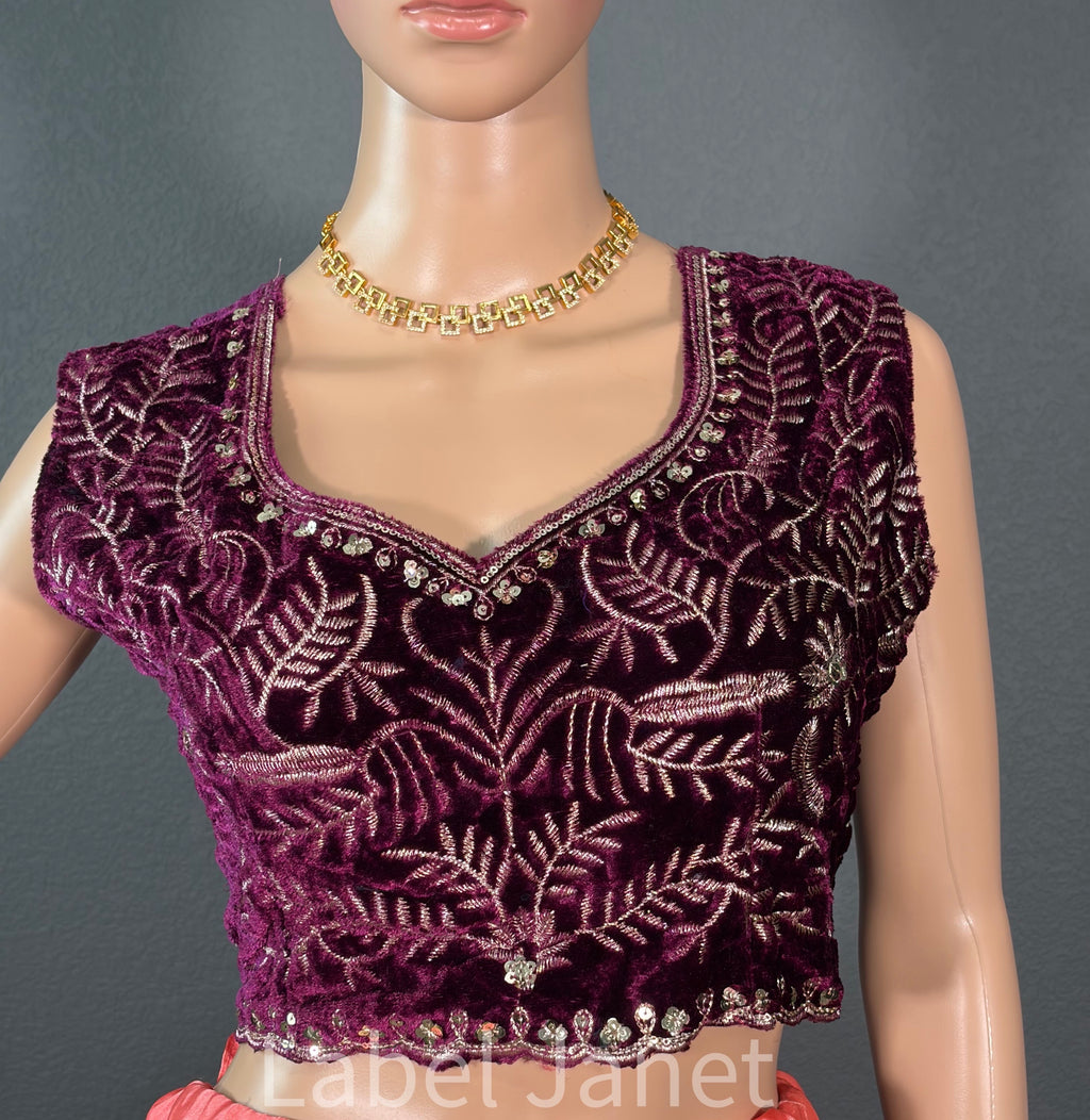 Queen Royale Velvet Drape - Velvet saree with blouse