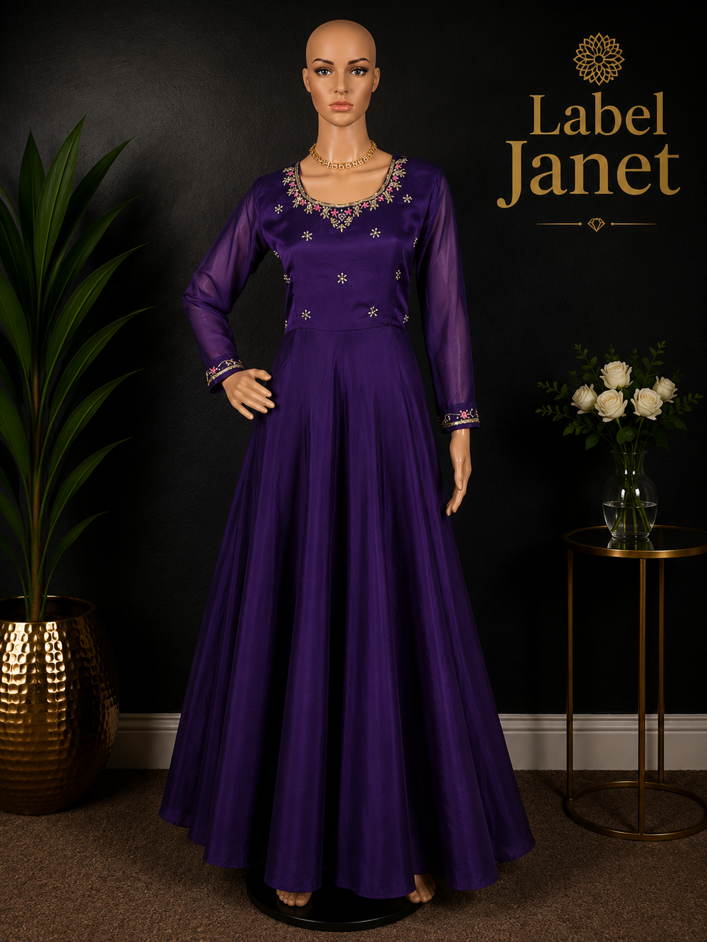 Mystic Violet Charm - Anarkali Gown for women ( L up to XL)