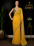 Manjal Mayil - Designer Tissue Silk Saree with Sleeveless Blouse (34" - 44")