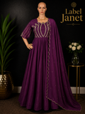 Lilac Lotus - Cotton Anarkali Gown with shawl for women (M up to L)