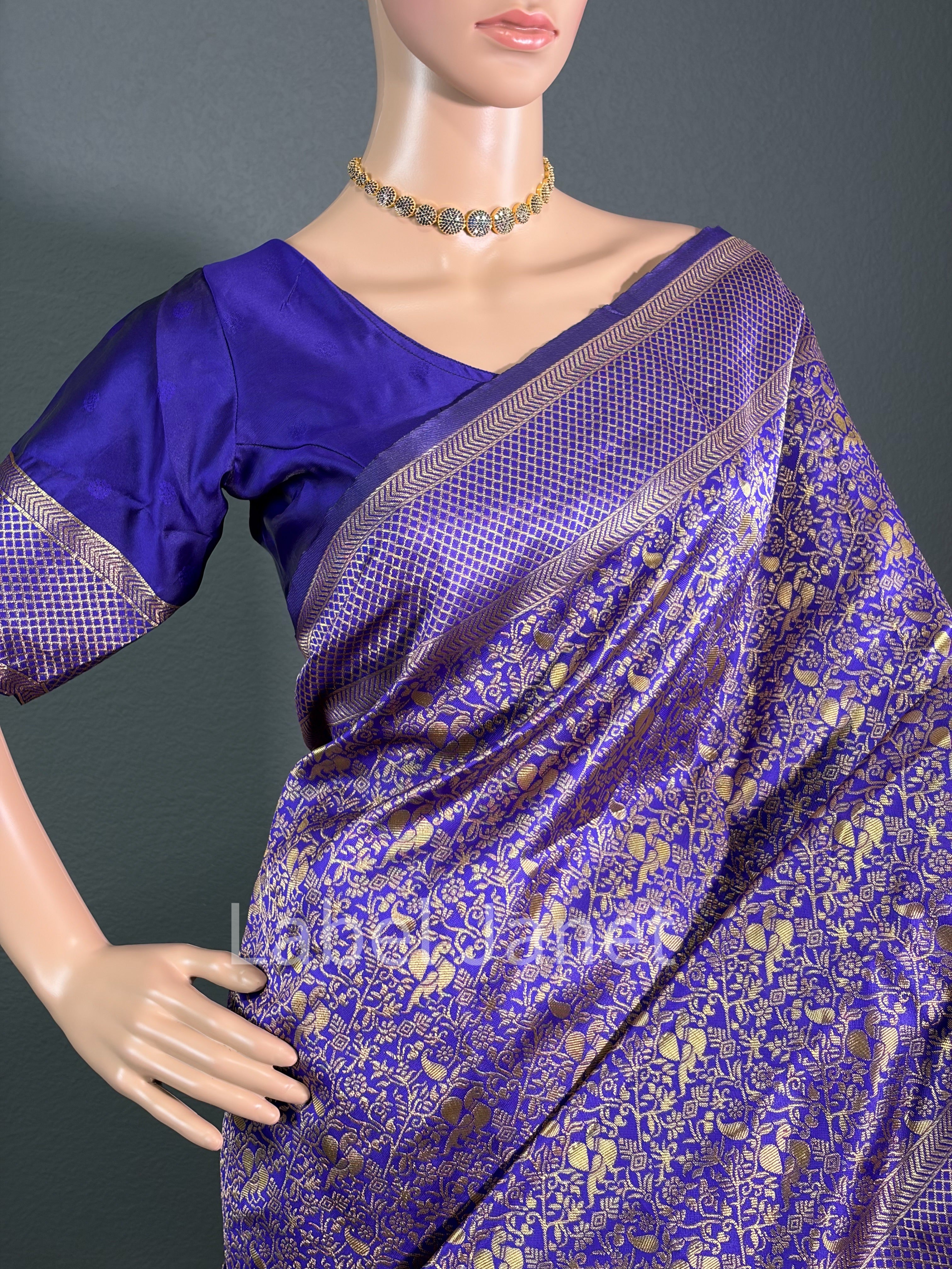 Ocean Crown - Blue Banarasi Saree