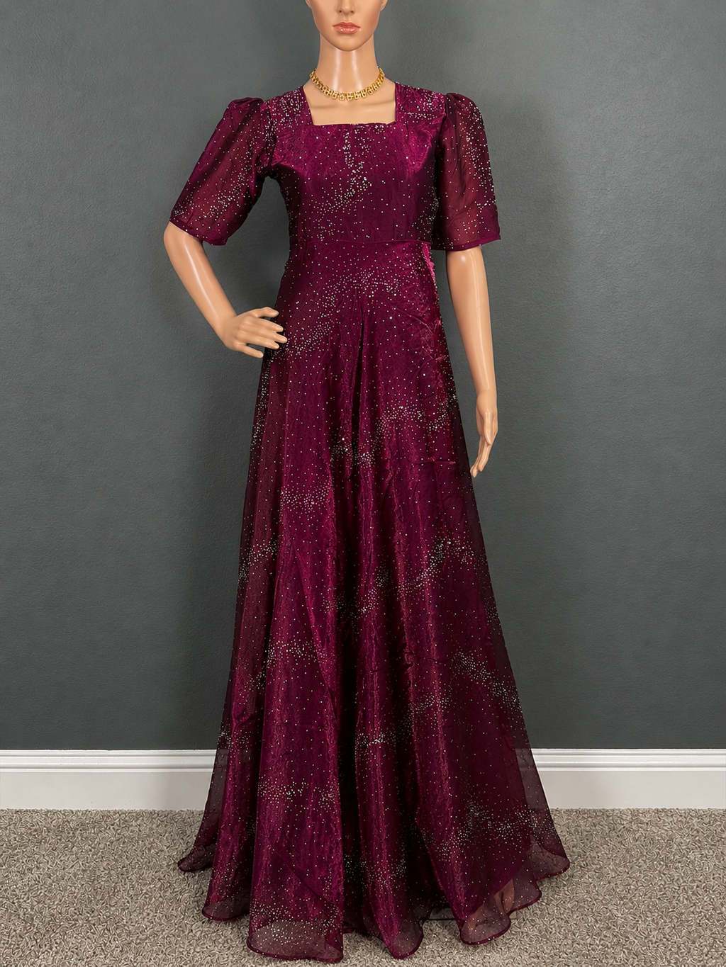 Sparkling Sangria - Maroon Long gown for women (M up to L)