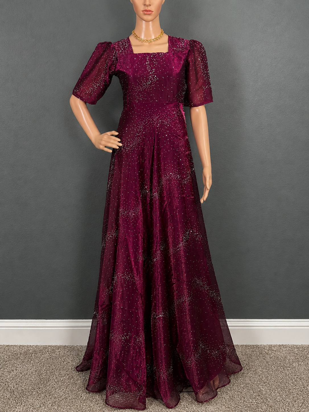 Sparkling Sangria - Maroon Long gown for women (M up to L)