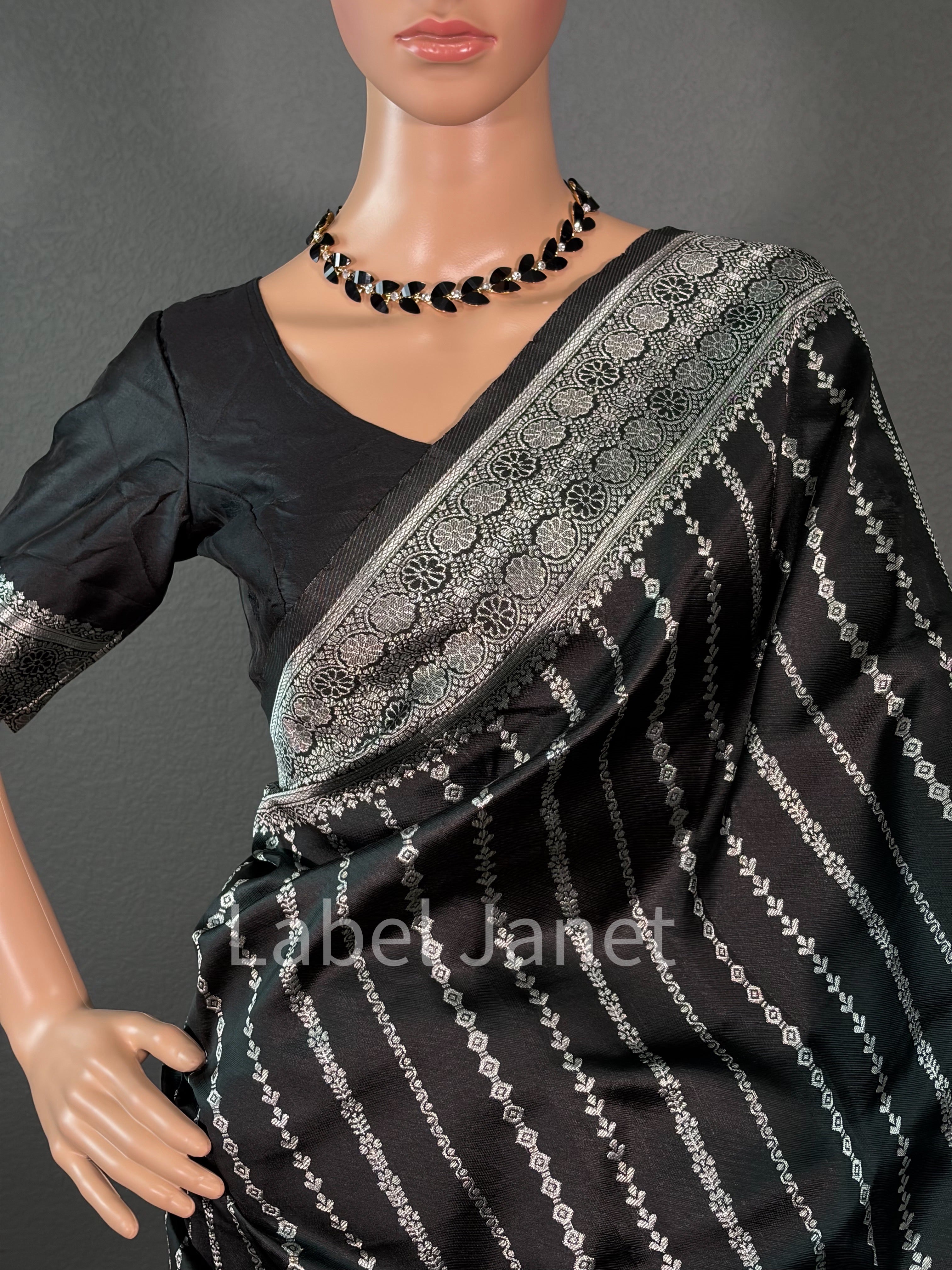 Black Magic Wave - Black Banarasi Saree