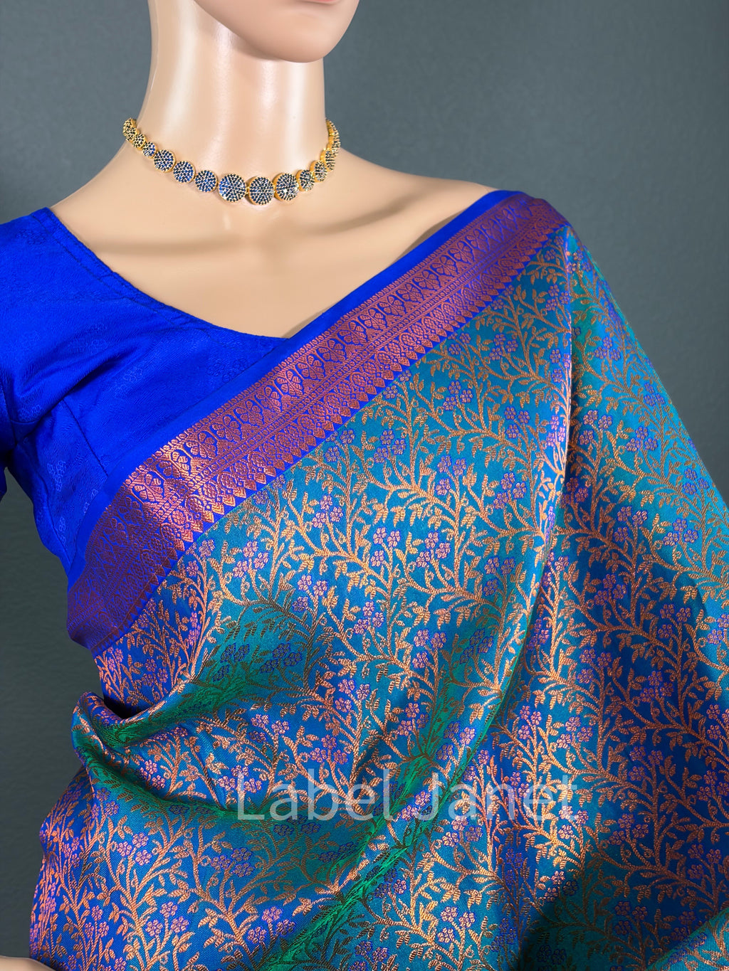 Peacock Palace - Blue Kanchipuram silk saree