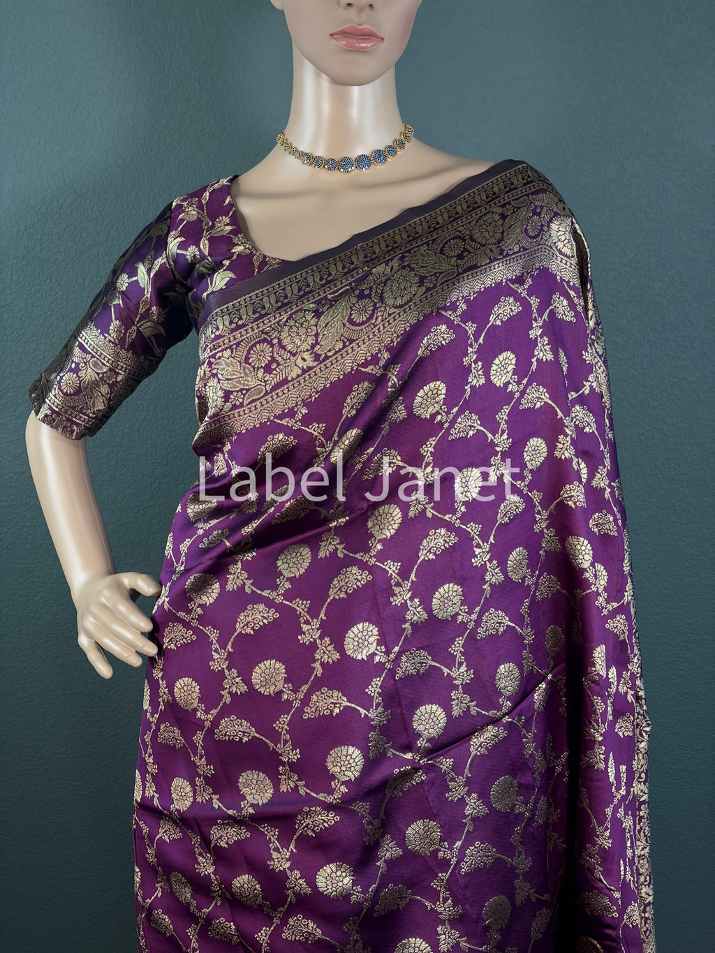 Plum Radiance wave - Rich Banaasi silk saree with blouse