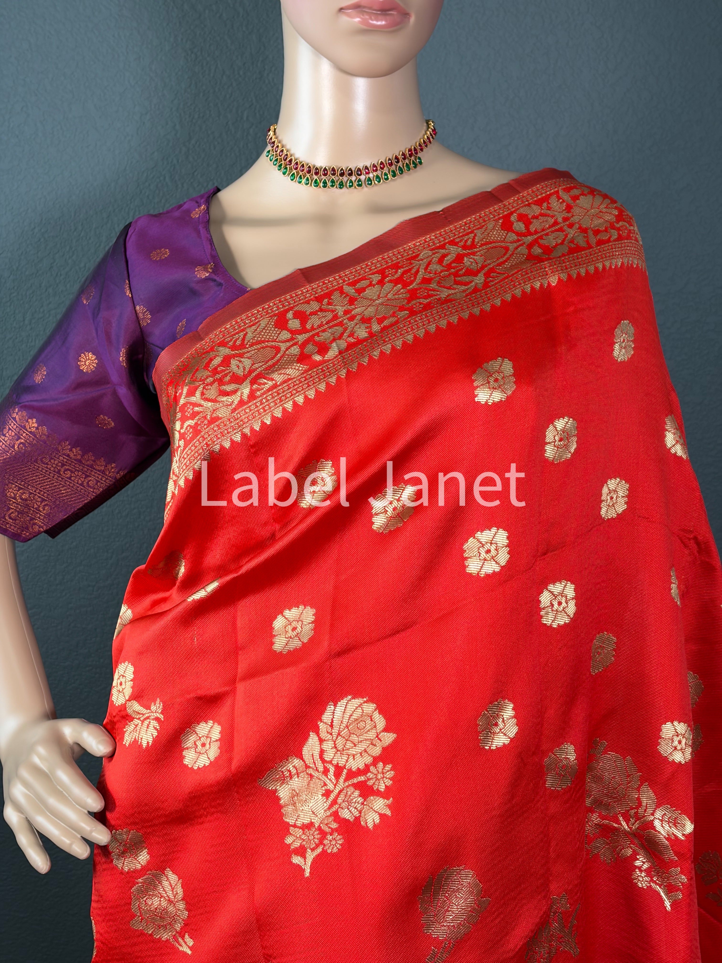 Ruby Bloom Chanderi Silk Saree