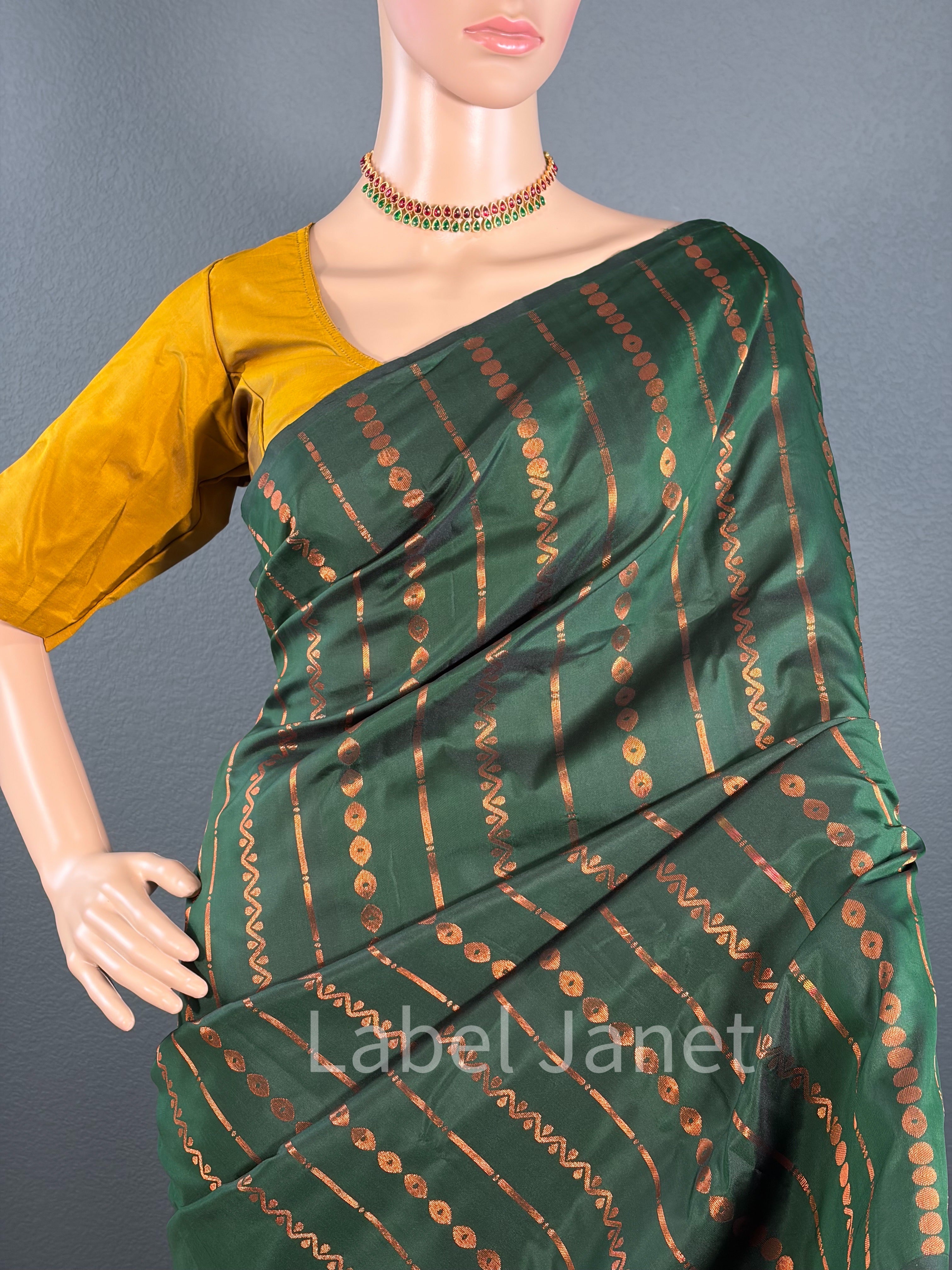 Green Kanjipuram soft silk saree with stitched Blouse | Traditional Wear | Pattu  | Indian Saree