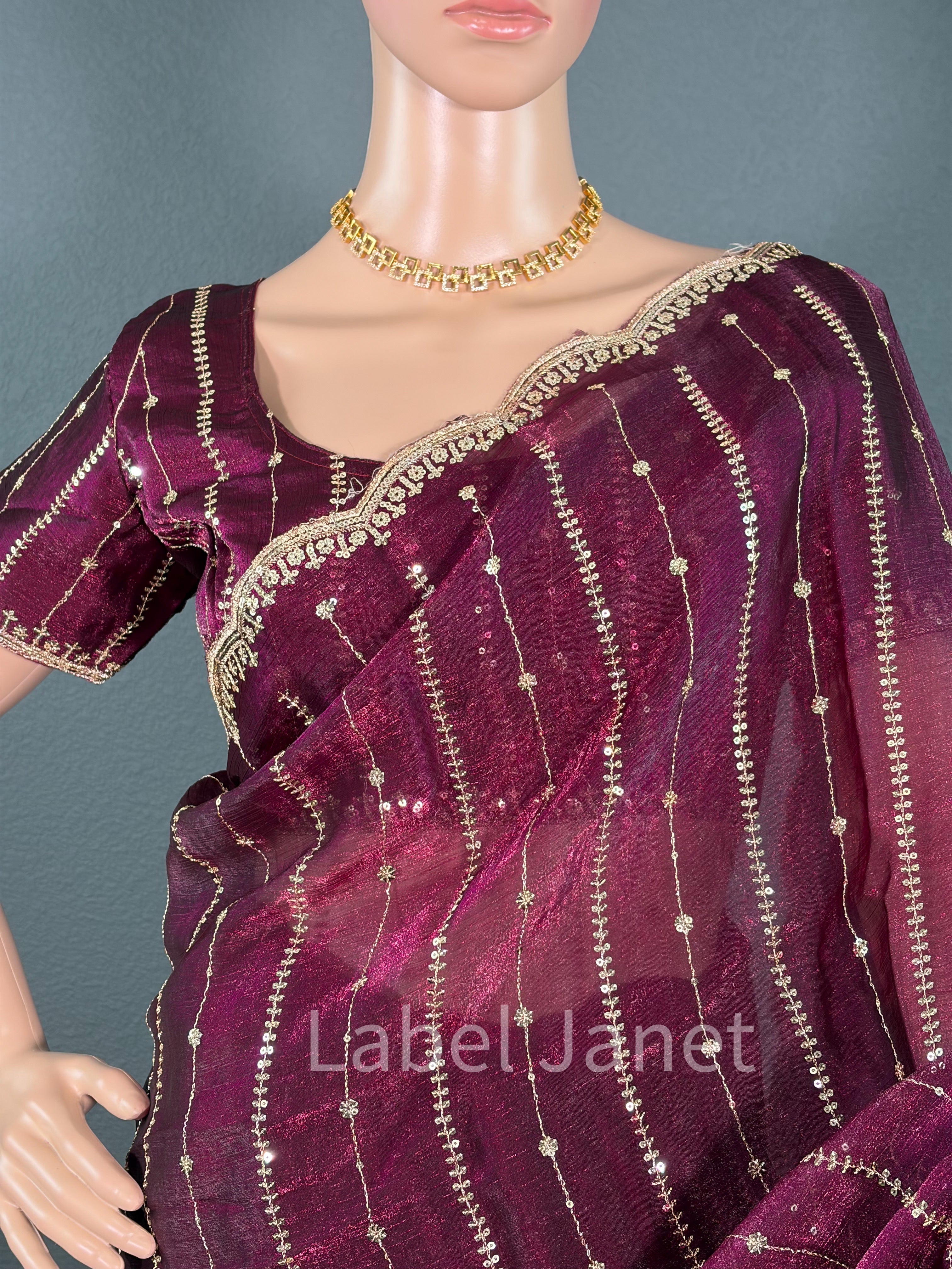 Maroon Moonlight - Premium space silk saree with blouse