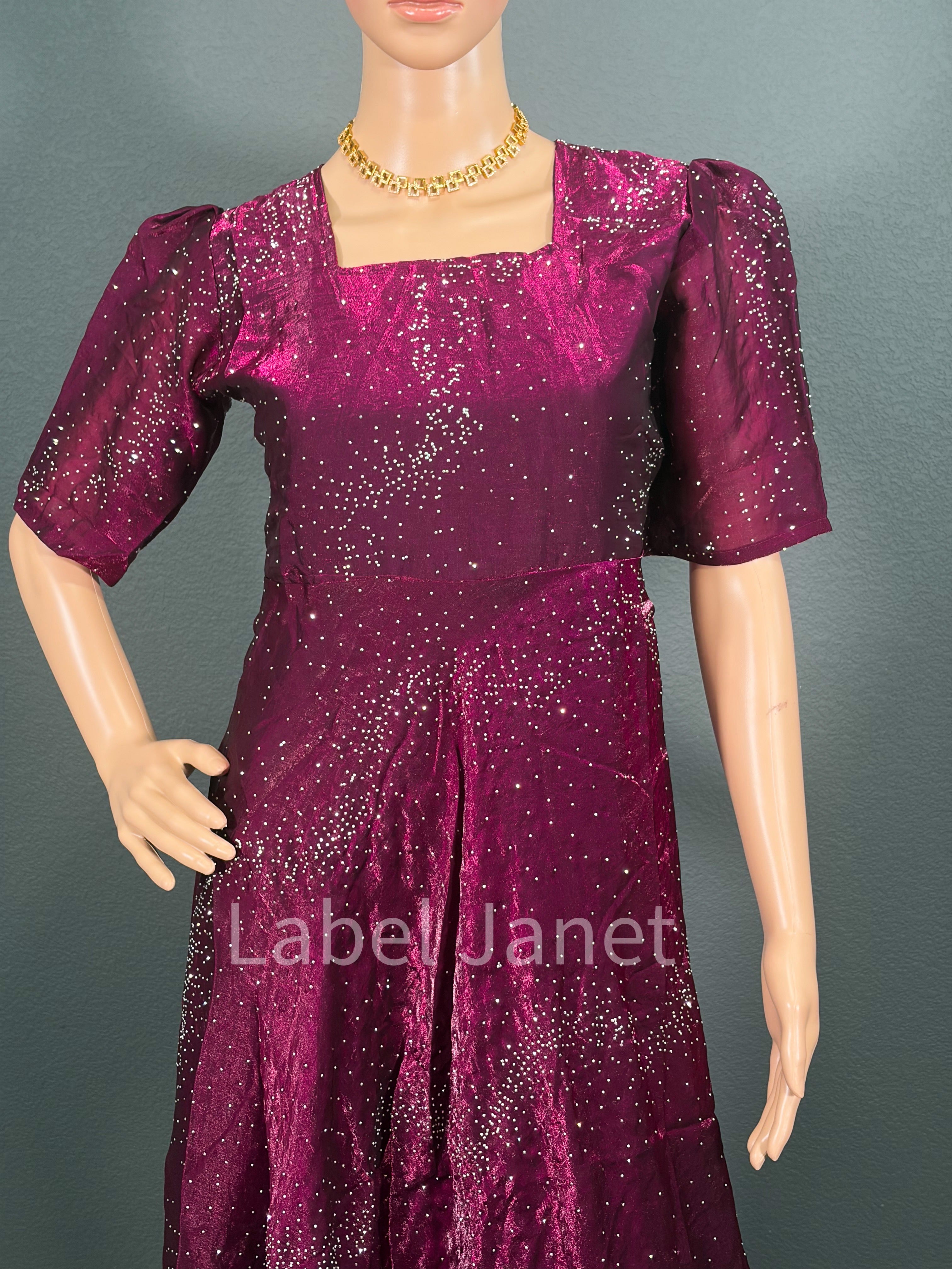 Sparkling Sangria - Maroon Long gown for women (M up to L)