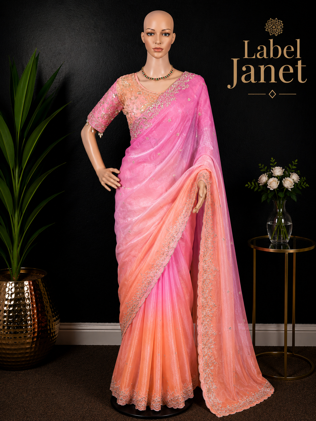 Pink Pearl - Soft Shimmer Tissue Silk Saree with Blouse (34" - 42")