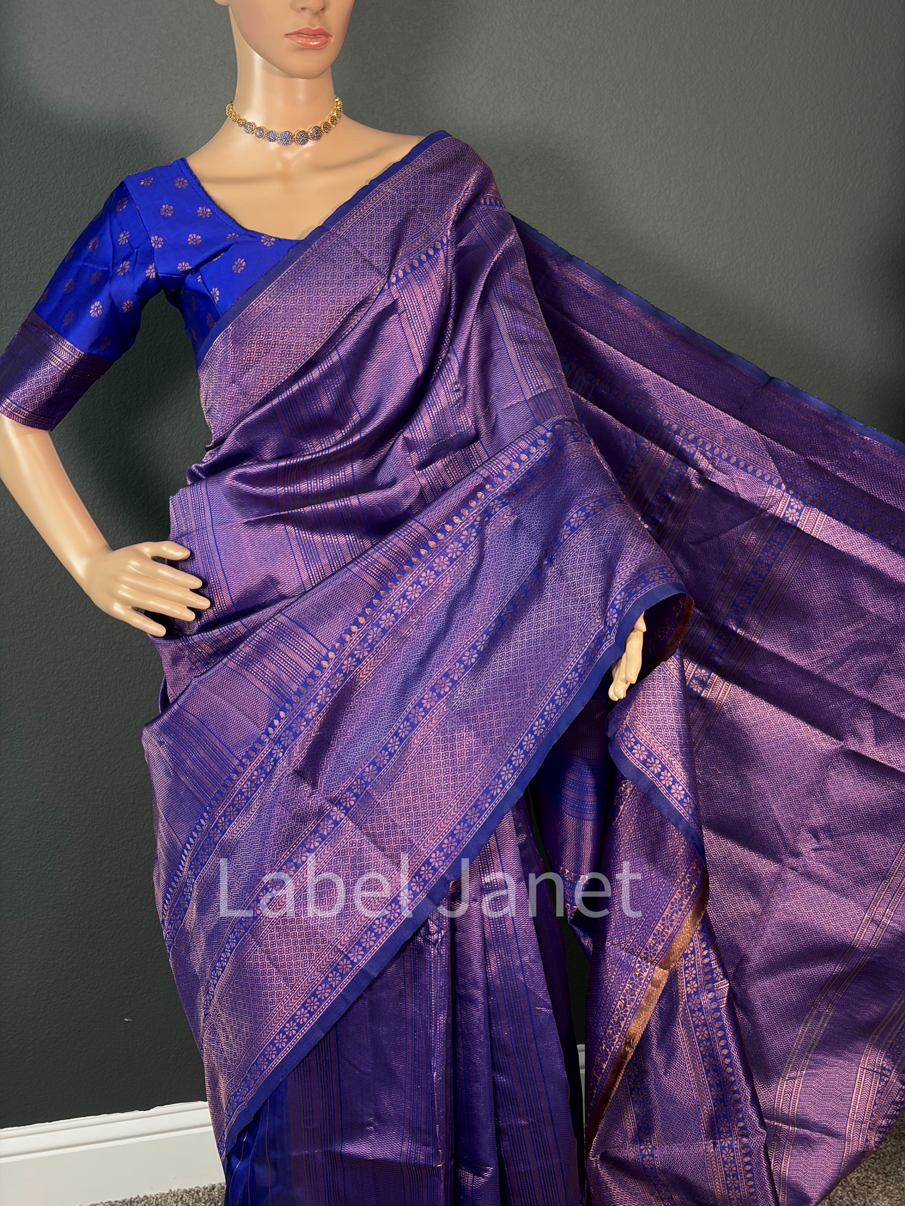 Kubera Soft Silk Saree with Stitched Blouse Alterable (36" - 42") | Easy wear | Traditional attire