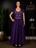 Purple Blossom - Puff Sleeve Long Maxi Dress for women (M up to L)