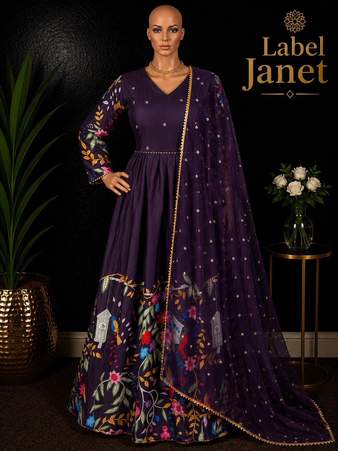 Purple Kalamkari - KALAMKARI Anarkali dress for women(M up to L)
