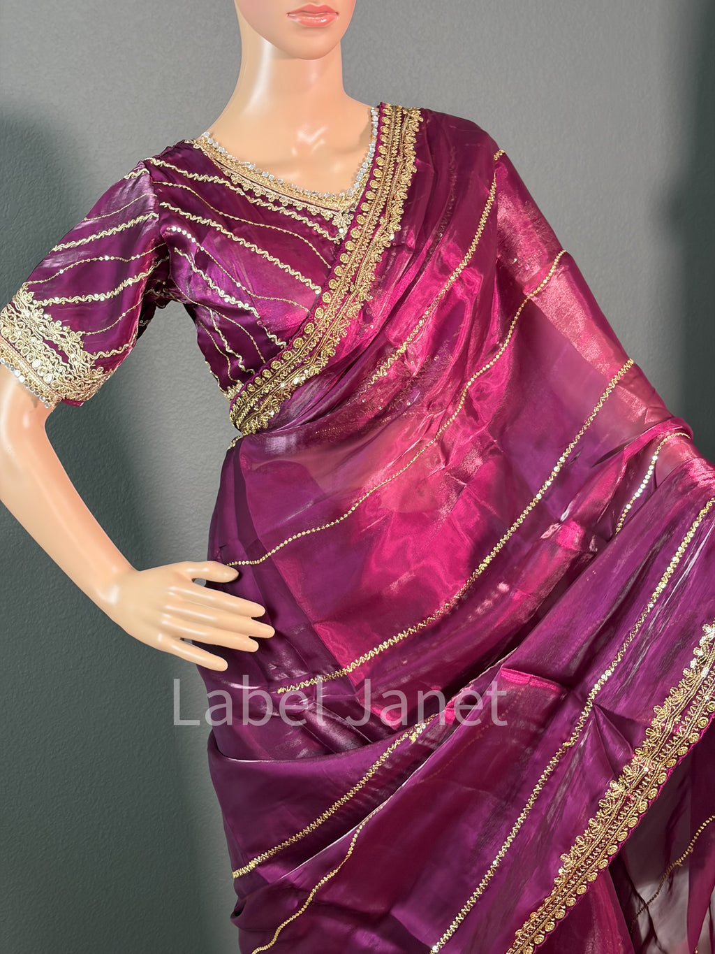 Plum Glam - Purple Designer Saree